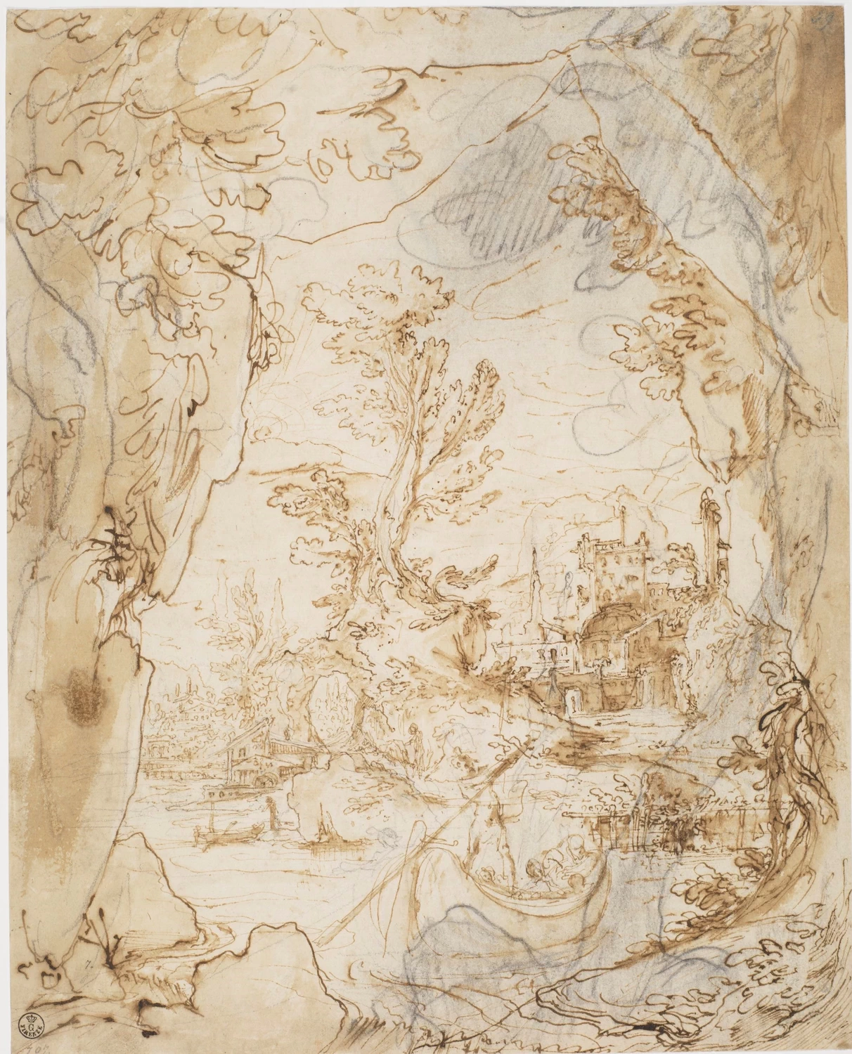 Paesaggio con figure in barca - Gallerie degli Uffizi, Firenze